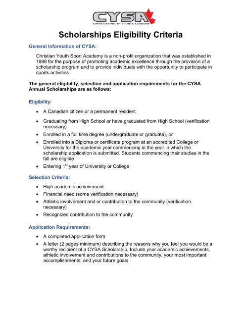 Scholarship eligibility